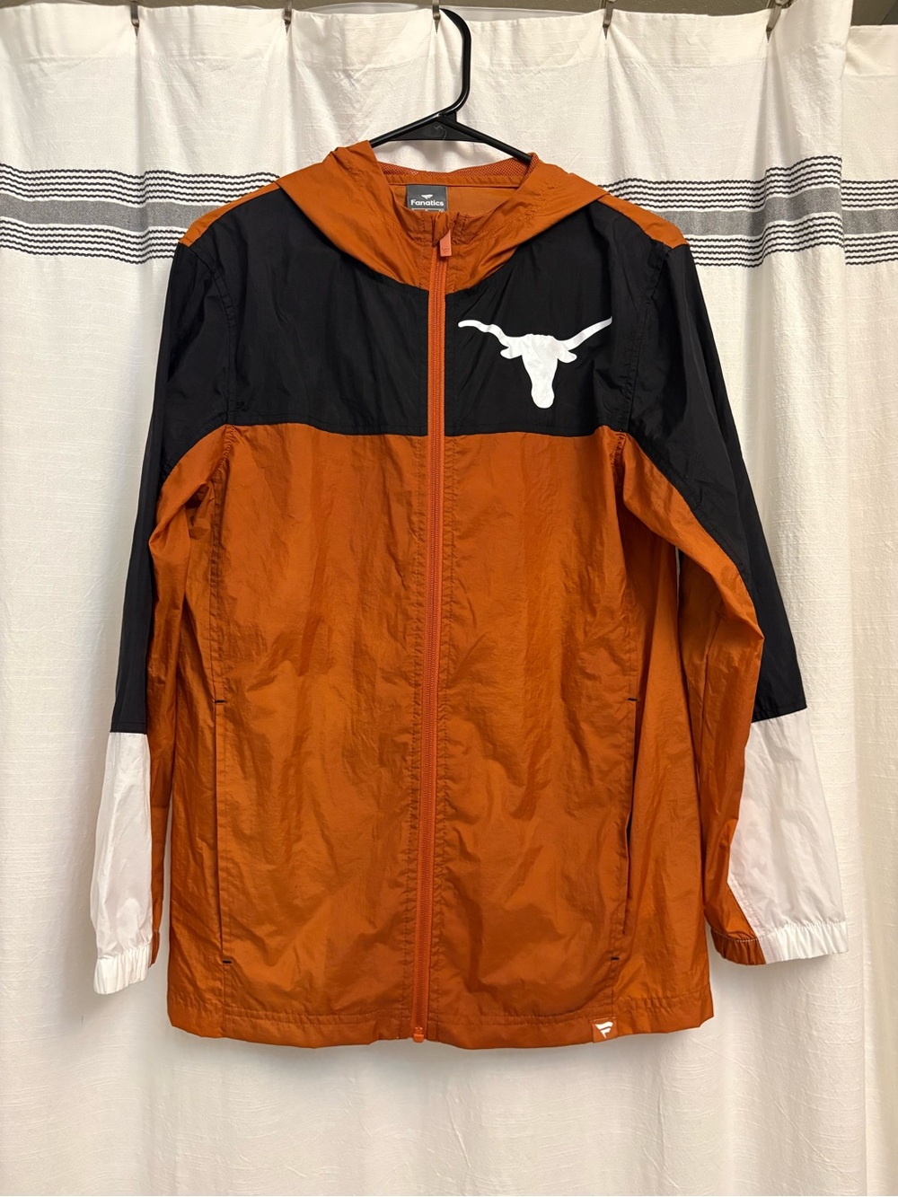 Fanatics Longhorn Colorblock Hooded Windbreaker in Orange, Black & White
